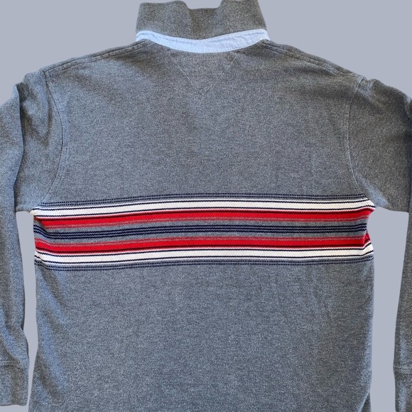 Tommy Hilfiger Gray Striped Long Sleeve Polo Shirt - Picture 6 of 8